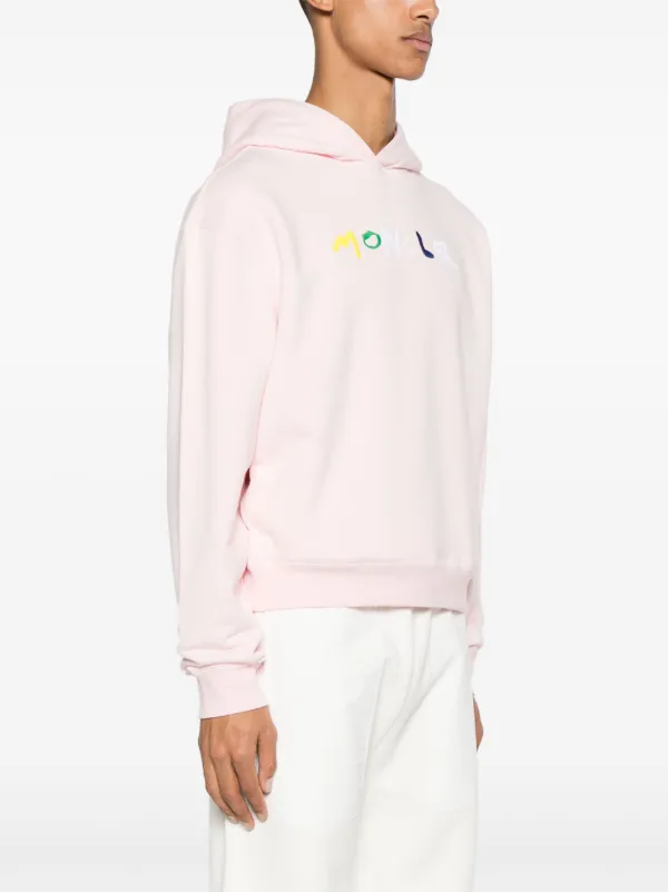 Moncler logo-embroidered Cotton Hoodie | Pink | FARFETCH