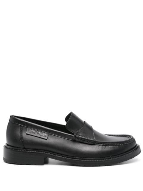 Moschino logo-patch leather loafers