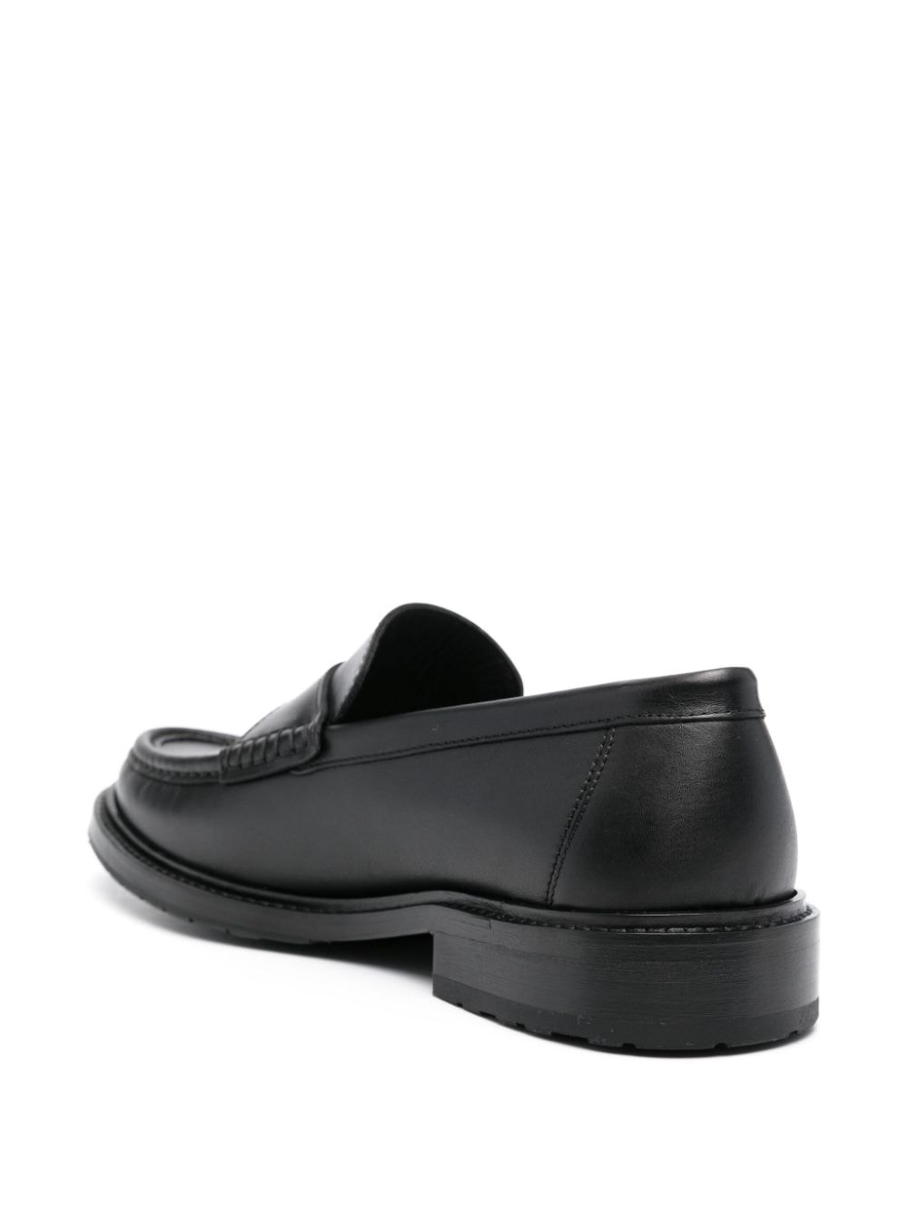 Shop Moschino Logo-patch Leather Loafers In Black