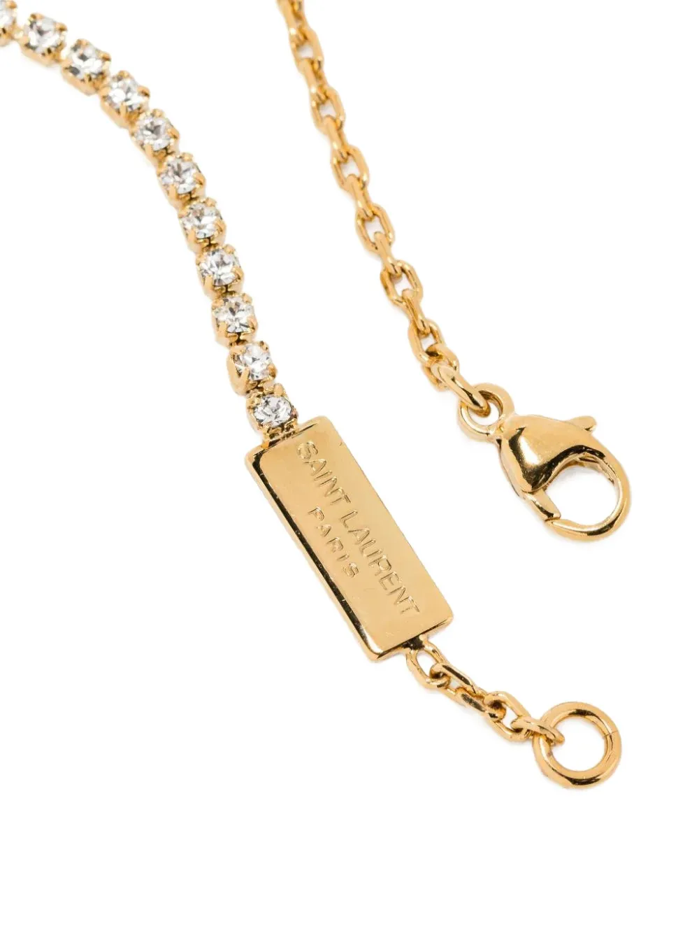 SAINT LAURENT PARIS｜JEWERLY (701950 Y1526 9137) CASSANDRE heart charm bracelet in metal and rhinestone