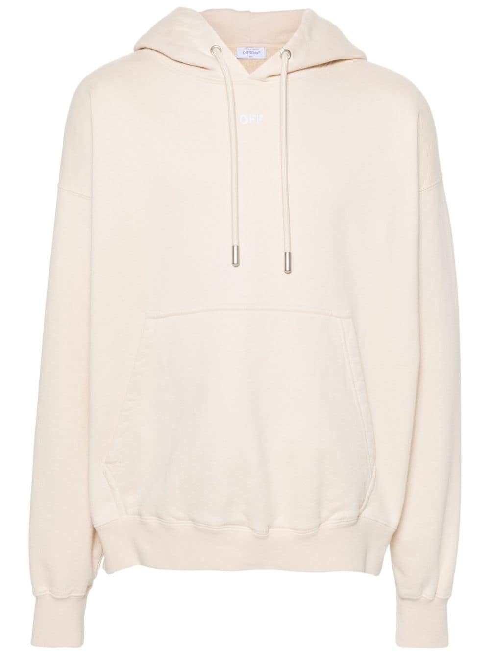 Off-white Embroidered Arrows Cotton Hoodie In Neutrals