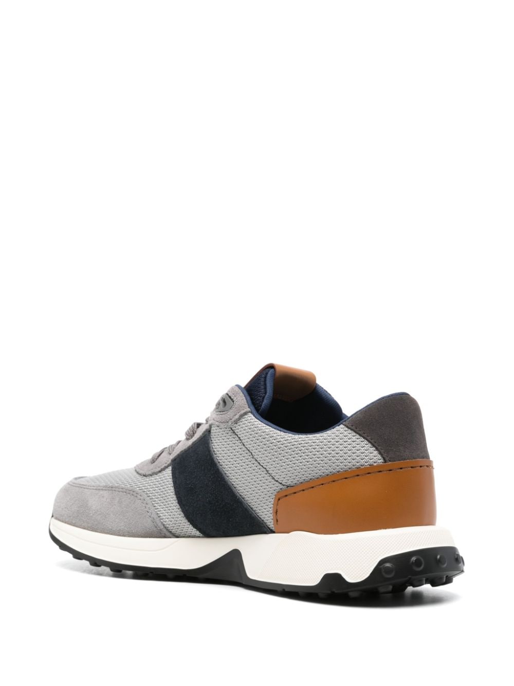 Shop Tod's Suede-panel Ribbed Sneakers In Grey