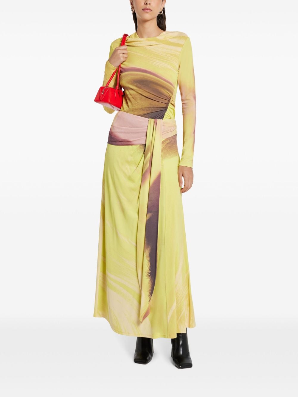 Shop Simkhai Anika Draped Midi Skirt In Gelb