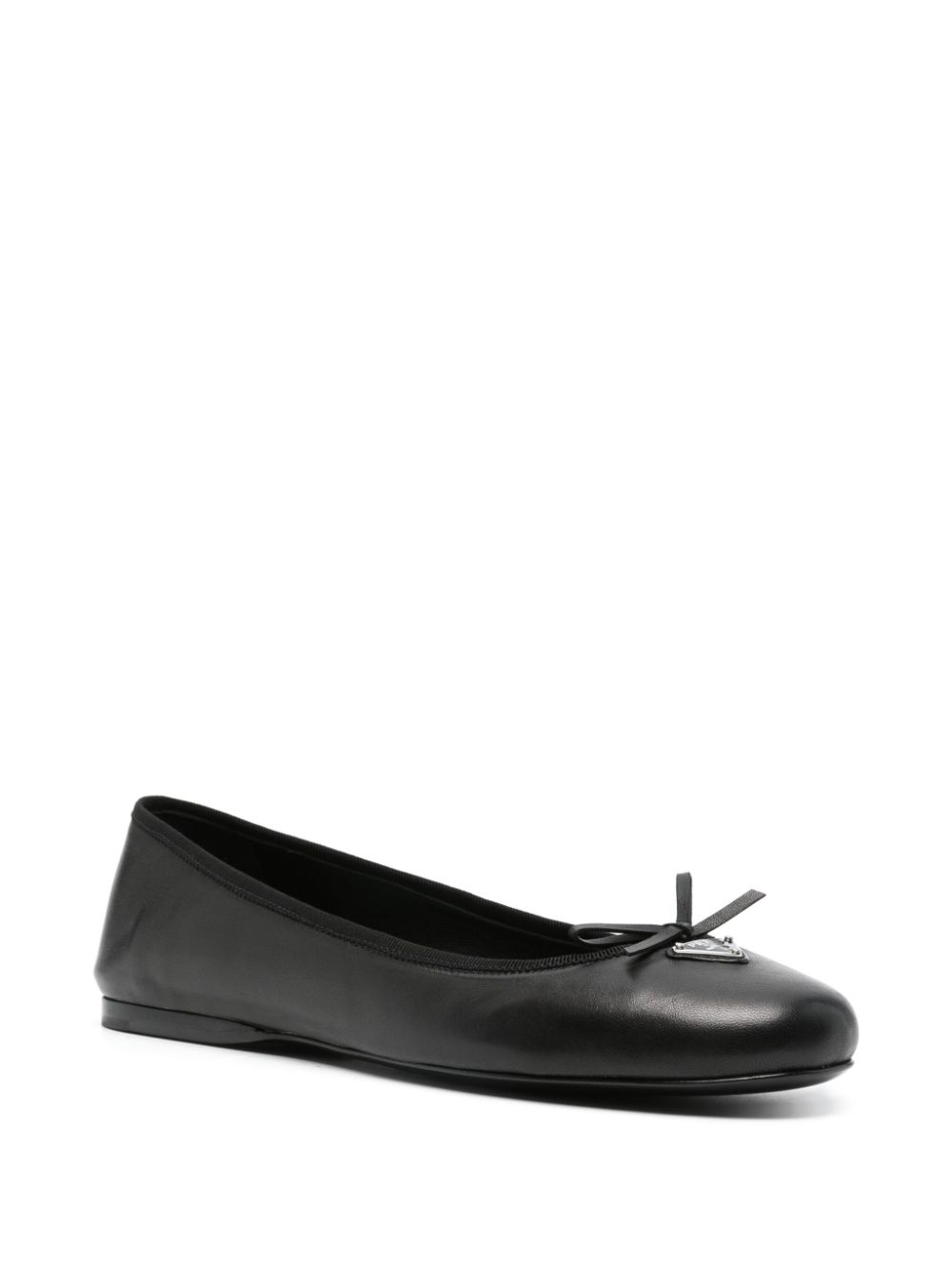 Prada Leren ballerina's - Zwart