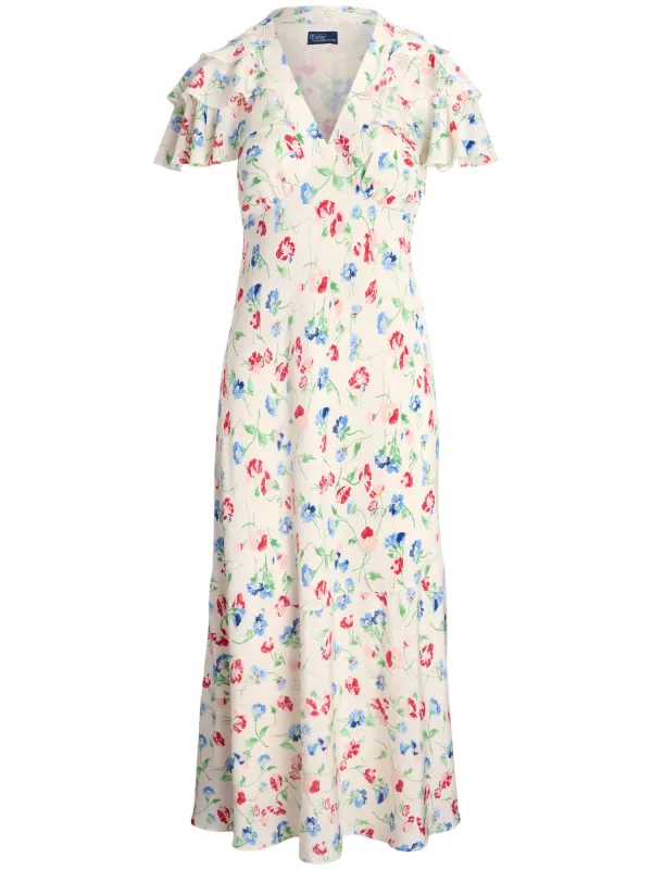 Polo Ralph Lauren floral print Silk Midi Dress Neutrals FARFETCH TR