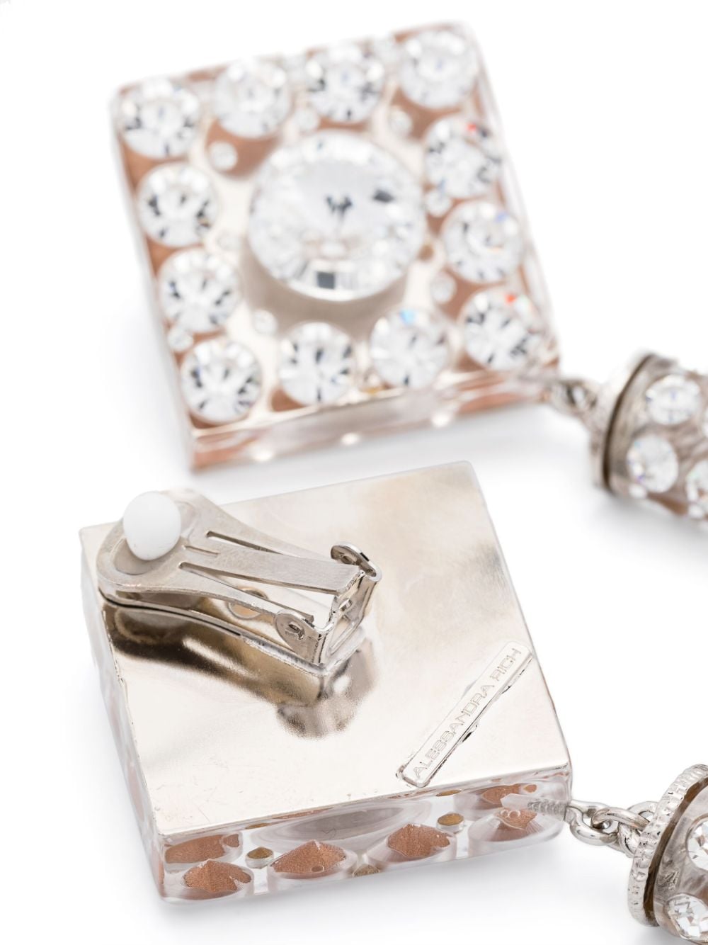 Shop Alessandra Rich Crystal Pendant Earrings In Silver