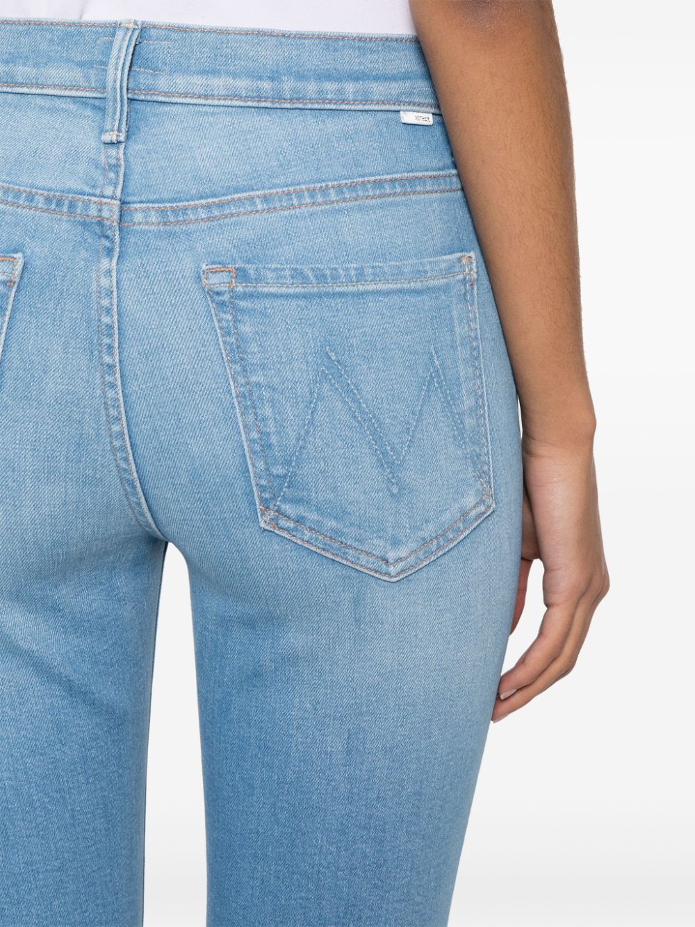 Shop Mother The Outsider Sneak Mid-rise Flared Jeans In Blue