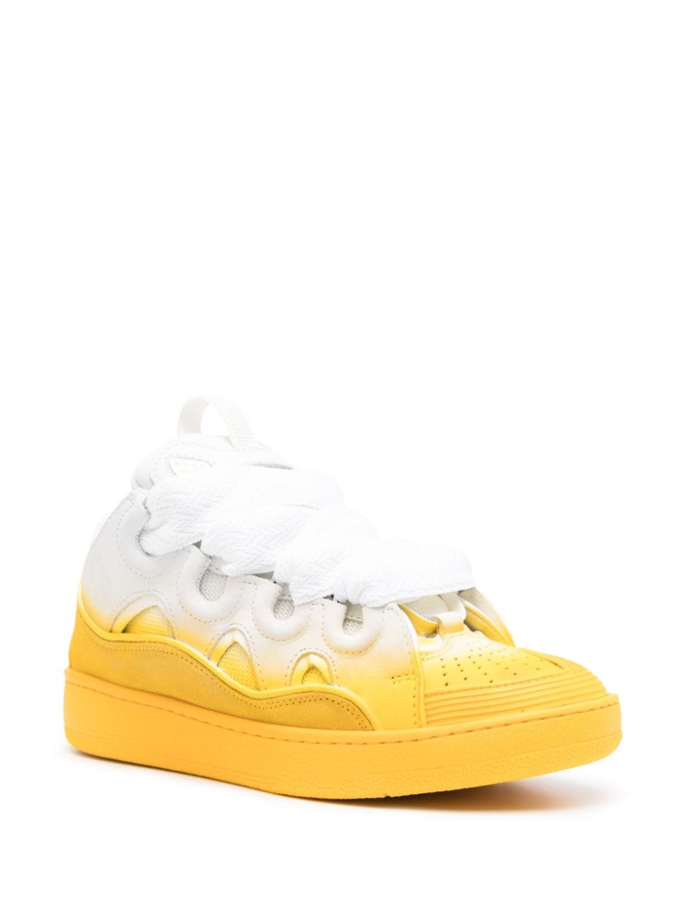 Shop Lanvin Spray-painted Curb Sneakers In White