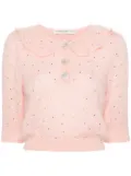 Alessandra Rich crystal-embellished cropped blouse - Pink