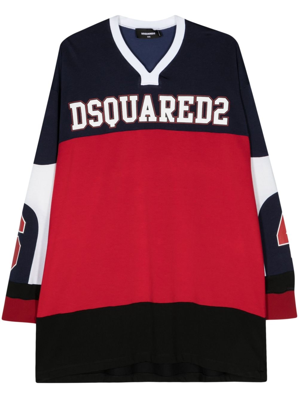 Dsquared2 T-shirt met colourblocking en logoprint Rood