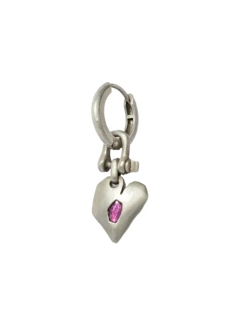 Parts of Four Jazz's Solid Heart Ohrring aus Stelringsilber mit Rubin