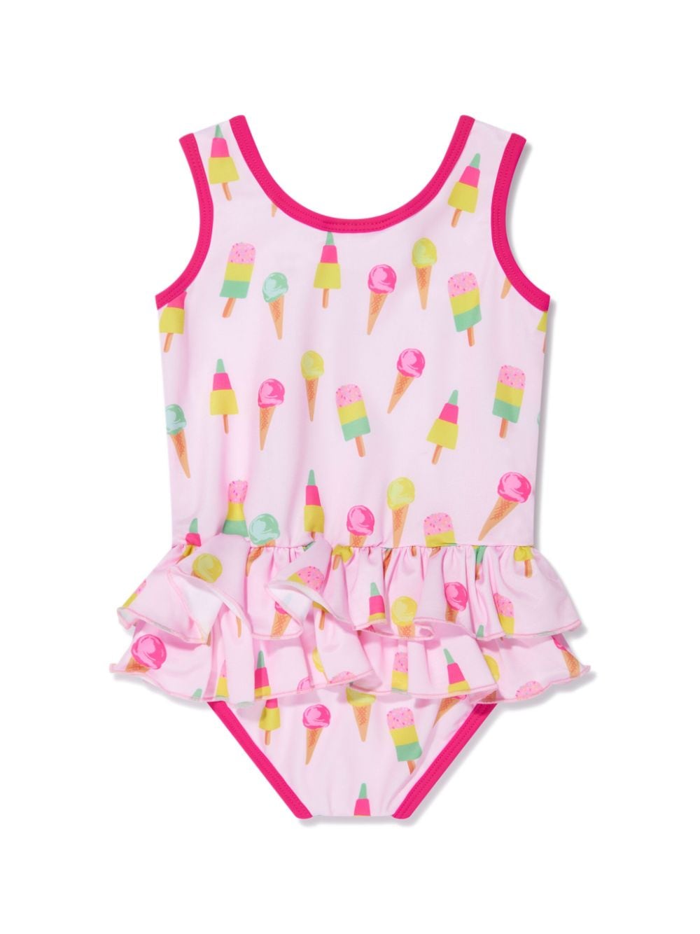 Shop Rachel Riley Ice Cream Print Ruffled Swimsuit In Pink