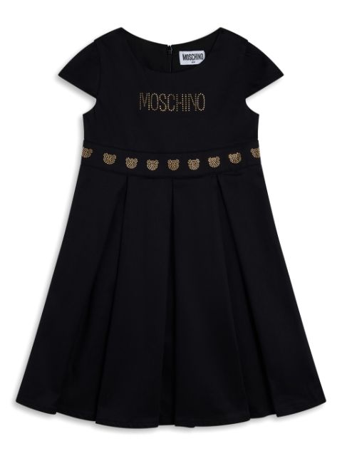 logo-stud flared dress