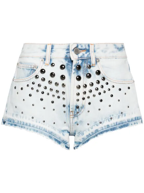 Short en jean à détails de clous - Alessandra Rich - Modalova