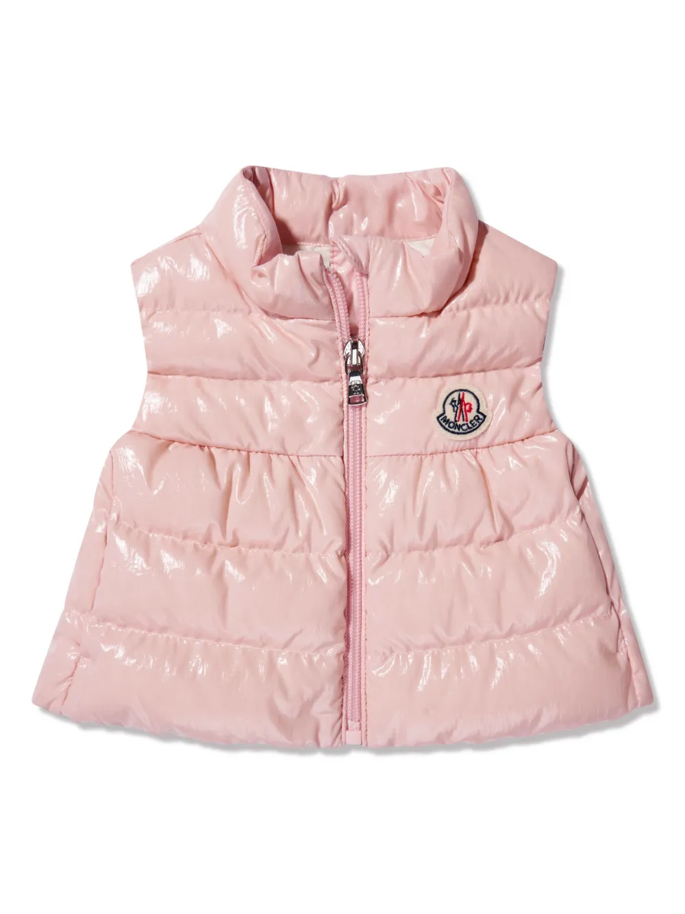 moncler enfant gilet matelassé à effet de brillance - rose