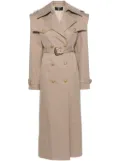 Balmain double-breasted twill maxi coat - Neutrals
