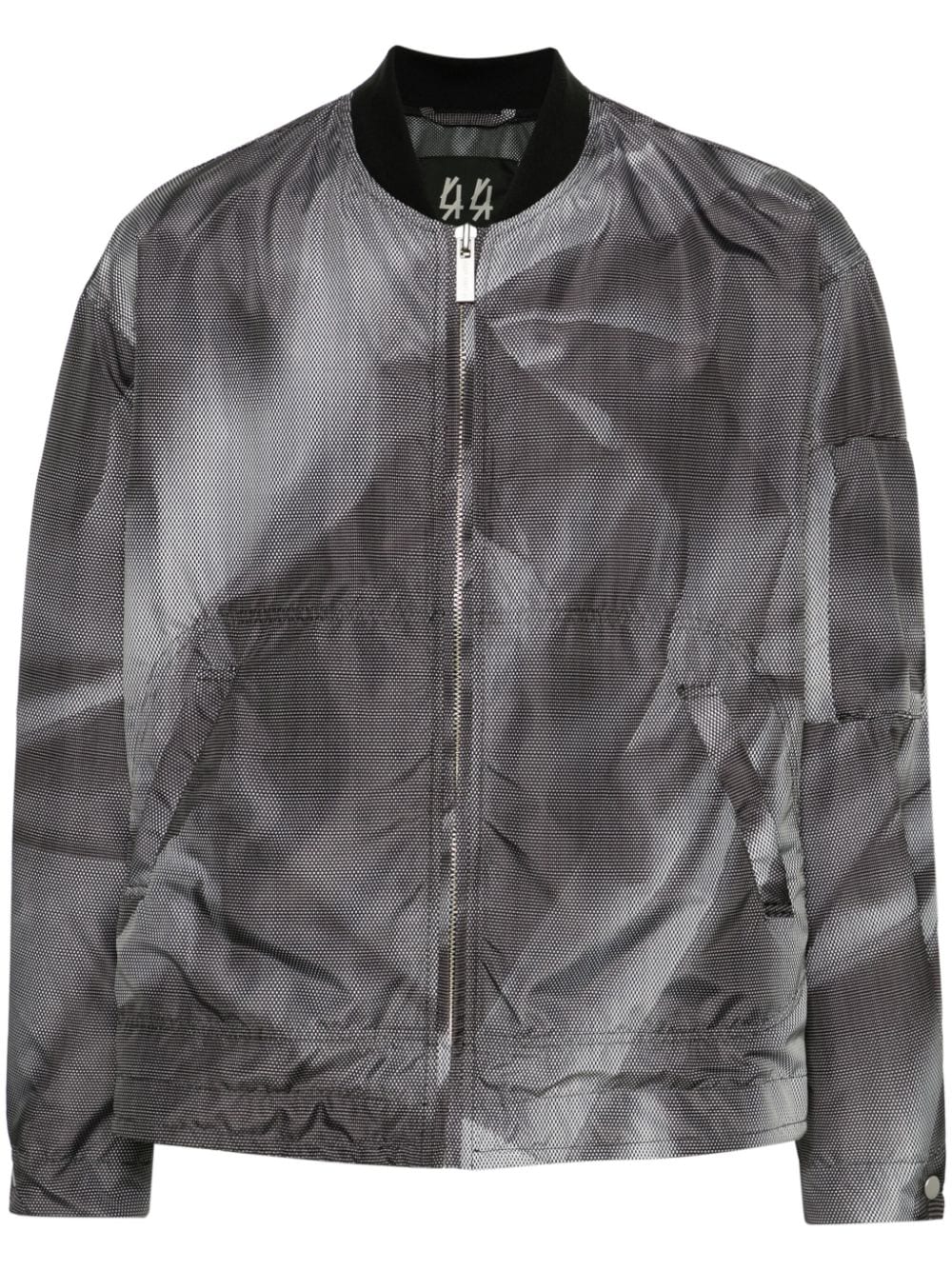 Shop 44 Label Group Crinkle Graphic-print Bomber Jacket In Black