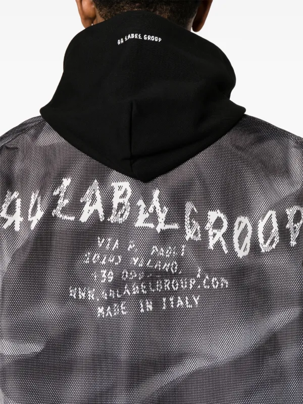 44 LABEL GROUP Crinkle graphic-print Bomber Jacket | Black