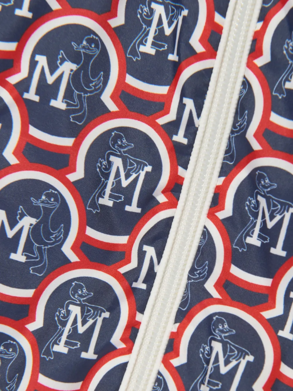 Moncler Enfant Clarinet jack met monogramprint en capuchon Blauw