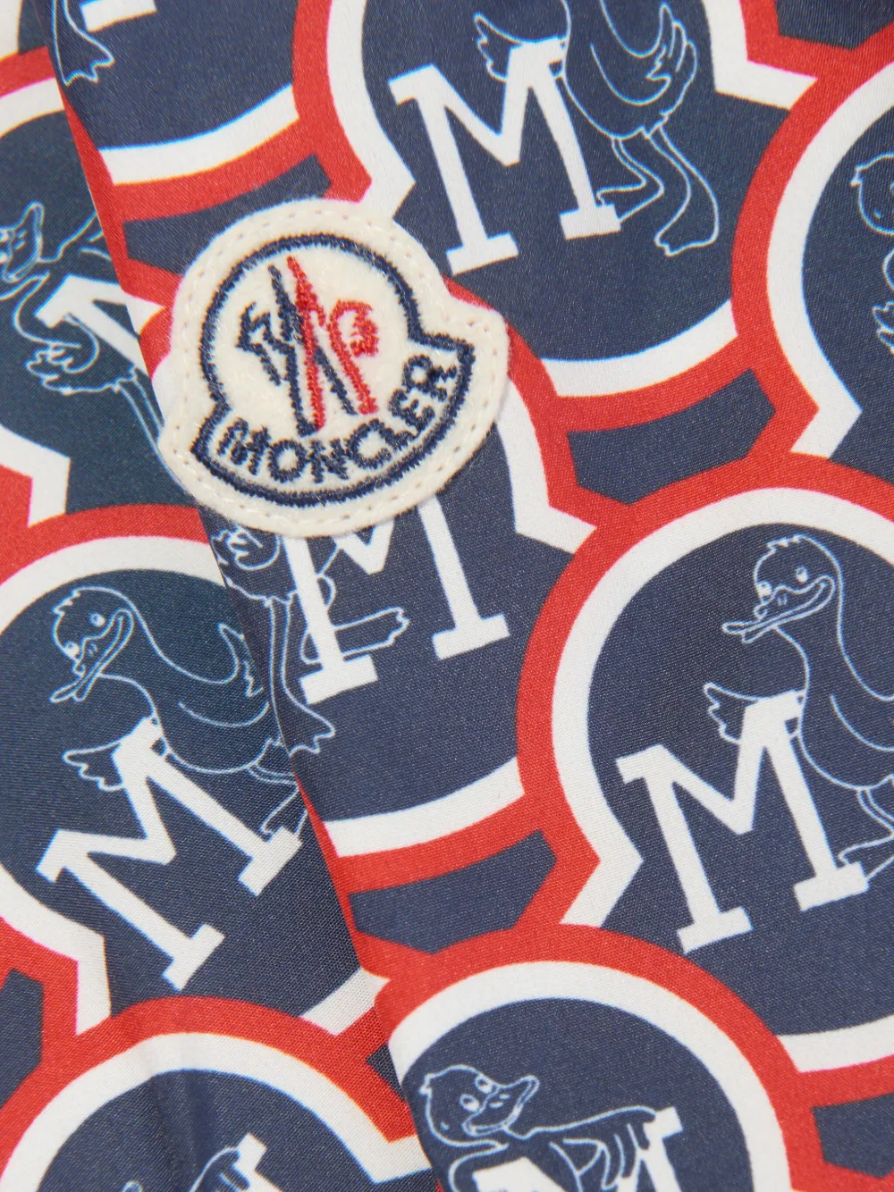Moncler Enfant Clarinet jack met monogramprint en capuchon Blauw