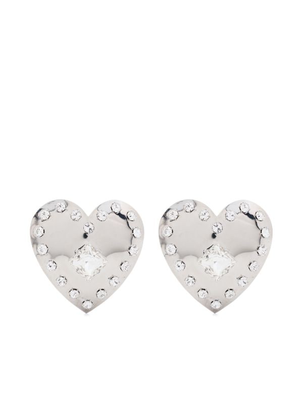 Alessandra Rich Heart Crystal Earrings Farfetch