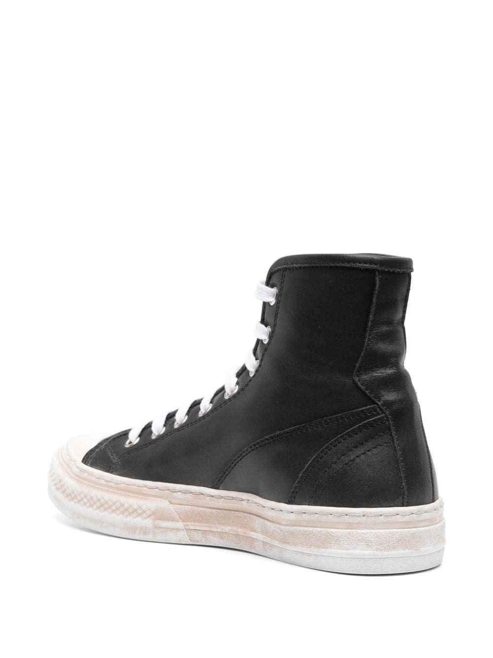 Shop Moma High-top Leather Sneakers In Black