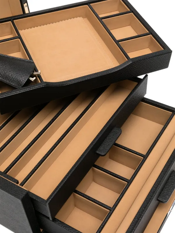 Smythson Panama textured-leather Jewellery Box | Black | FARFETCH