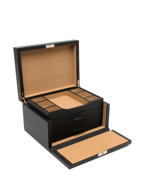 Smythson Panama textured-leather Jewellery Box | Black | FARFETCH