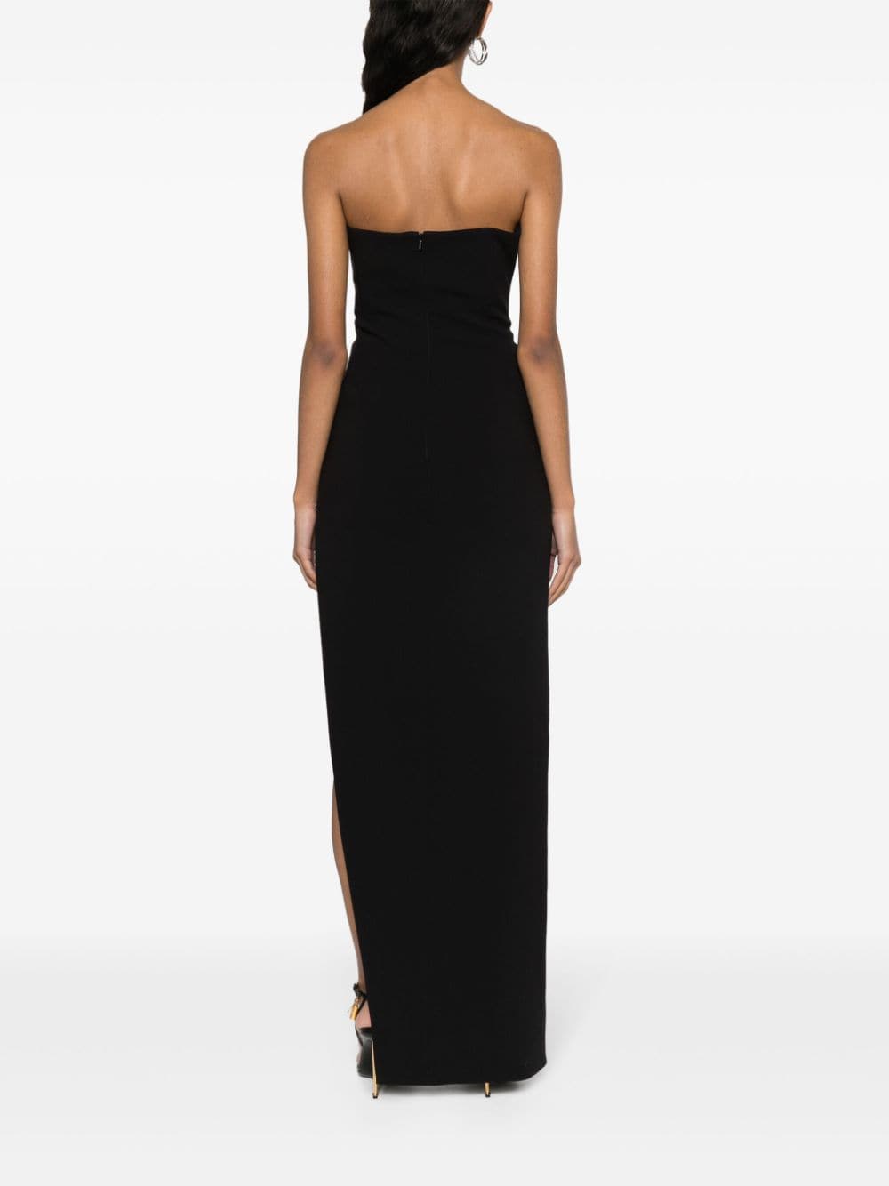 Shop Nissa Mirrored-studs Asymmetric Maxi Dress In Black