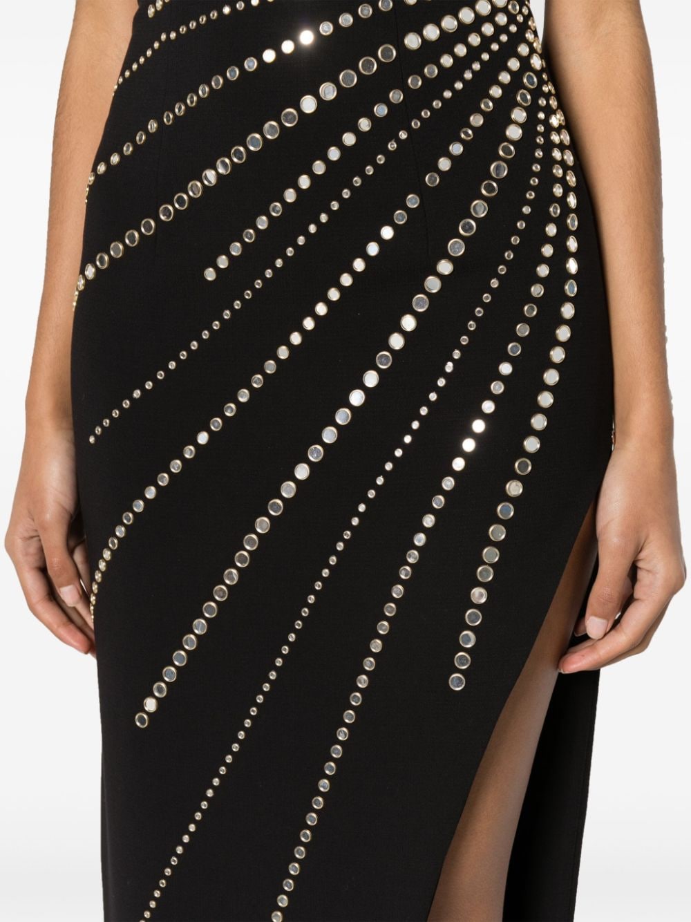 Shop Nissa Mirrored-studs Asymmetric Maxi Dress In Black