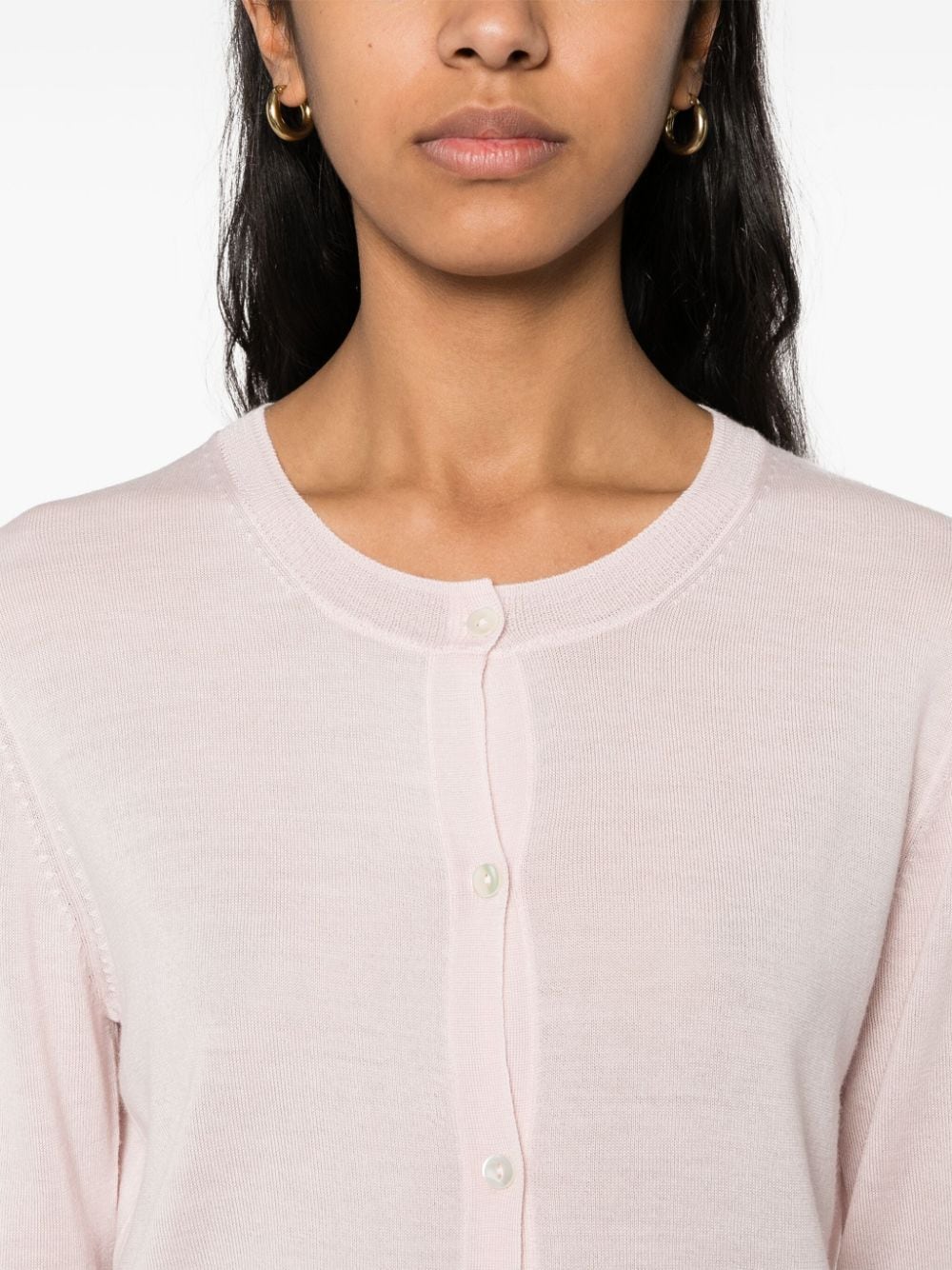 Shop P.a.r.o.s.h Crew-neck Cardigan In Rosa