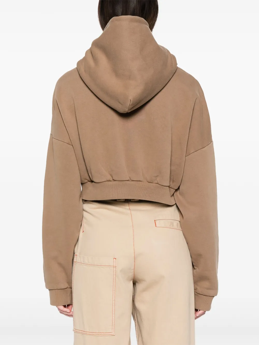 Shop Entire Studios Organic-cotton Cropped Hoodie In Brown