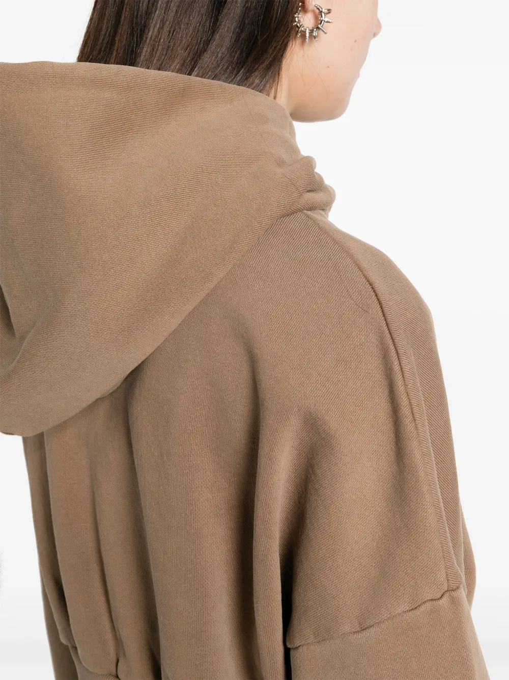 Shop Entire Studios Organic-cotton Cropped Hoodie In Brown