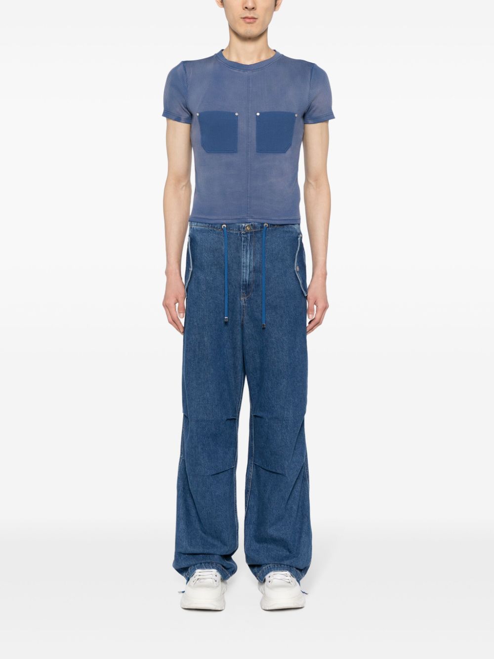 Dion Lee Ribgebreid T-shirt Blauw