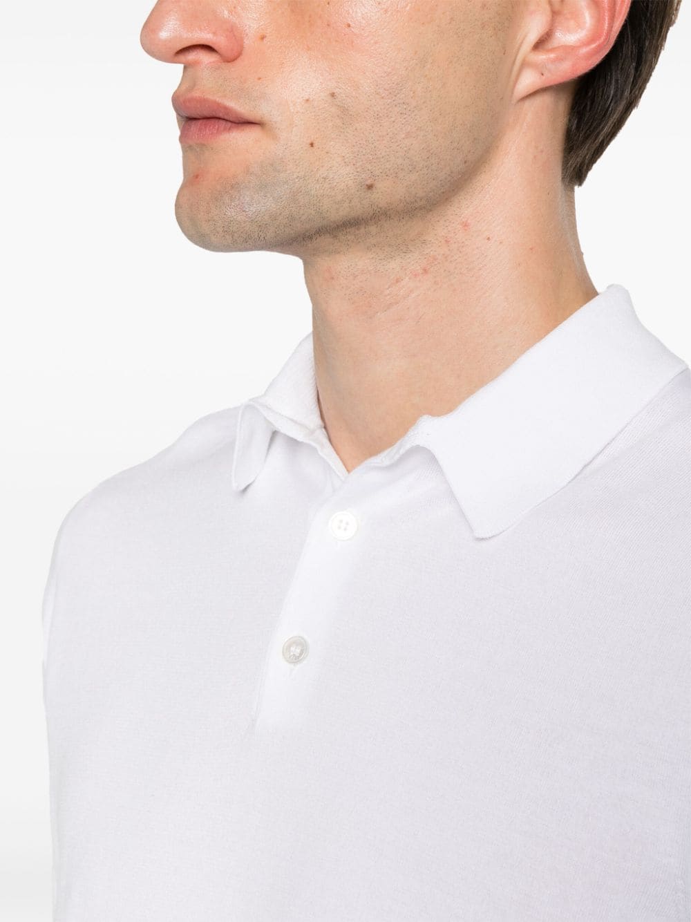 Shop Fedeli Short-sleeves Cotton Polo Shirt In Weiss