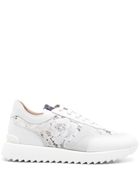 Le Silla chantilly-lace leather sneakers