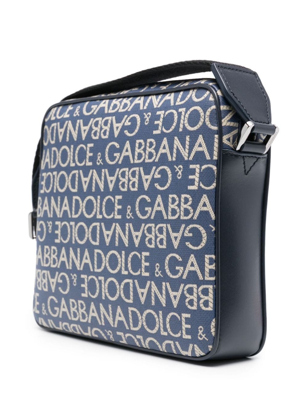 Shop Dolce & Gabbana Logo-jacquard Messenger Bag In Blue