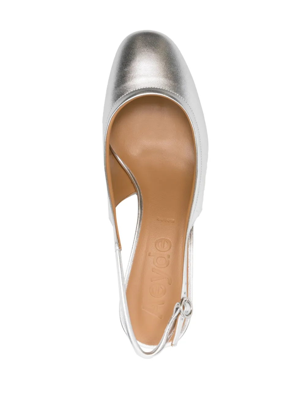 Aeyde Stuart Weitzman Round Toe Slingback Pumps In Silver