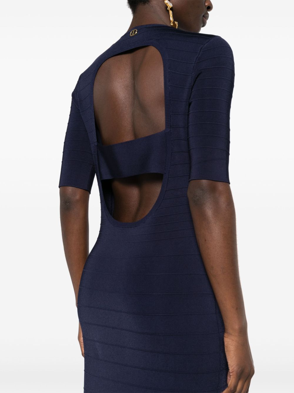 Shop Twinset Fringe-detail Dress In Blue