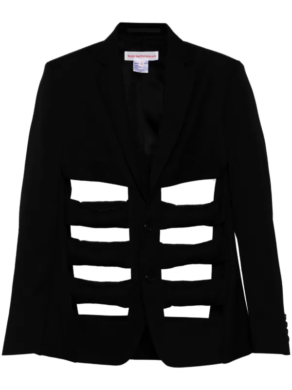 Walter Van Beirendonck Cut-out Wool Blazer in Black
