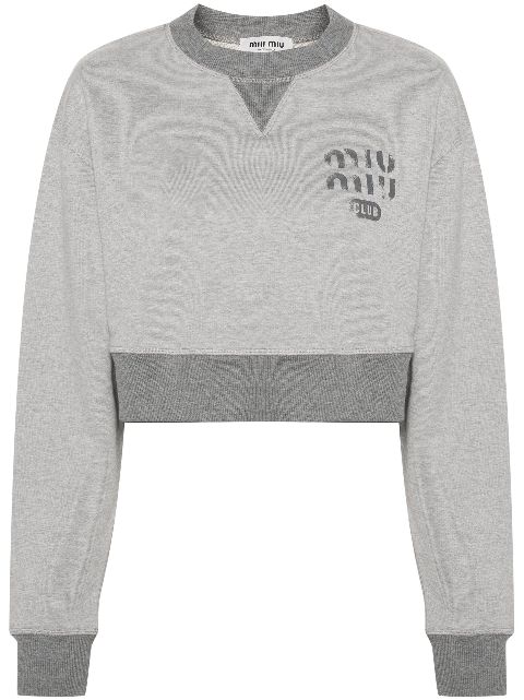 Miu Miu logo-print cropped cotton sweatshirt Women