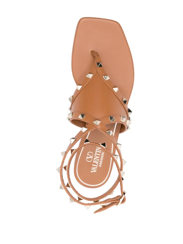 Valentino Garavani ロックスタッズ レザーサンダル | ブラウン 