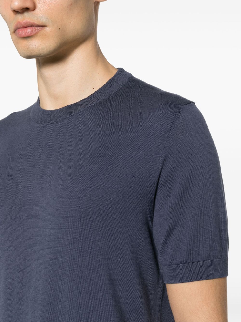 Shop Brioni Short-sleeve Knitted T-shirt In Blue