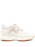 Hogan logo-patch suede-panelled sneakers - Neutrals