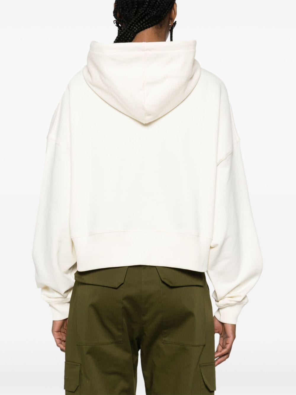 Shop Msgm Logo-print Cotton Hoodie In Nude