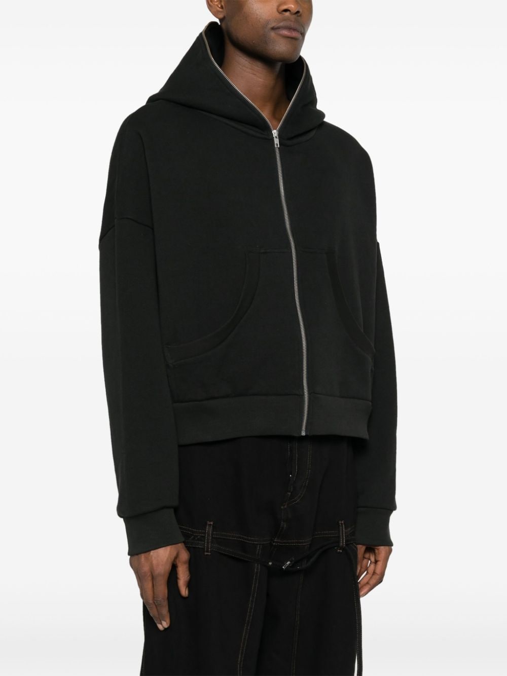 Shop Entire Studios Organic-cotton Zipped Hoodie In Black