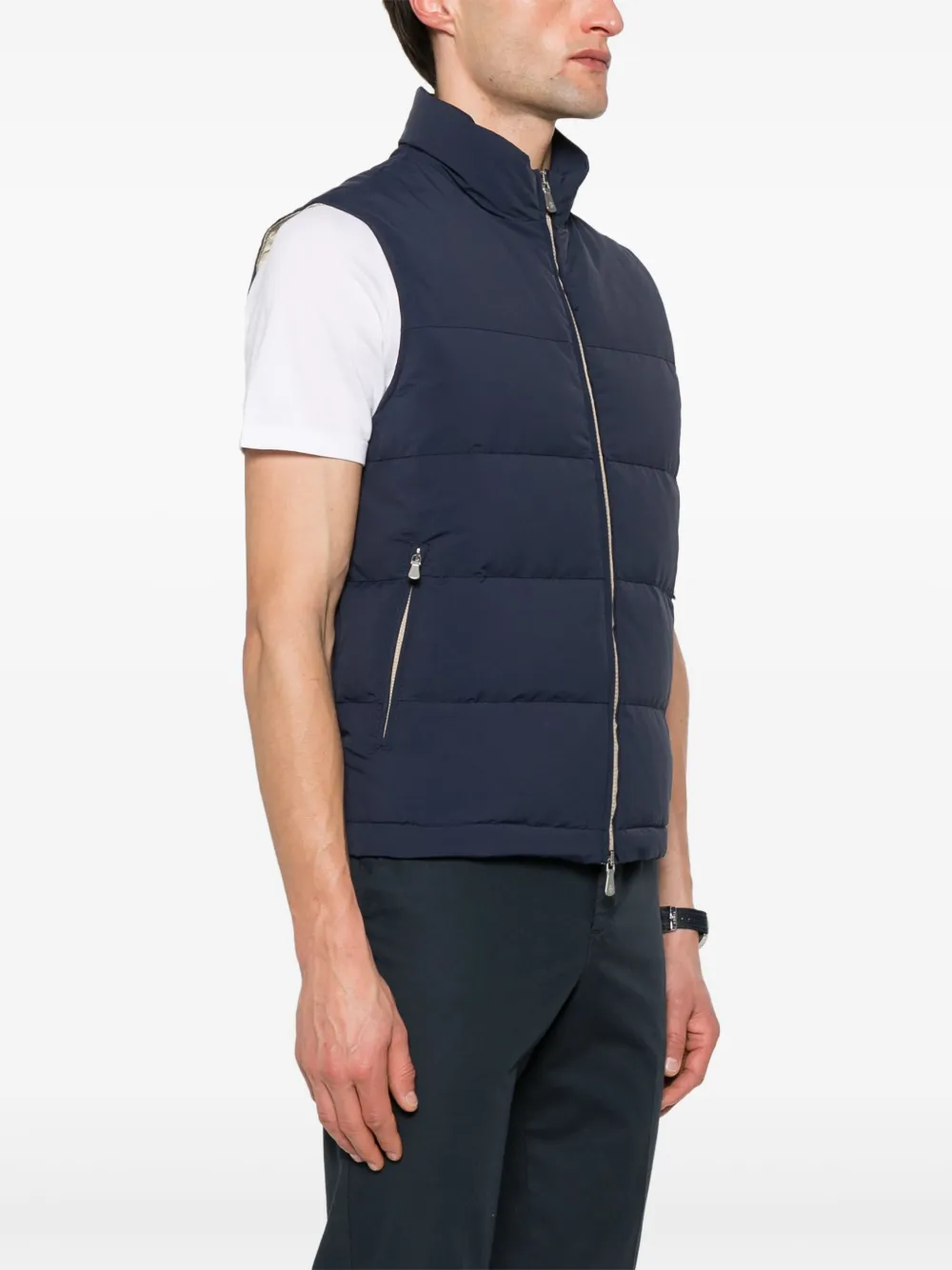  Eleventy Quilted Down Gilet - Blue 