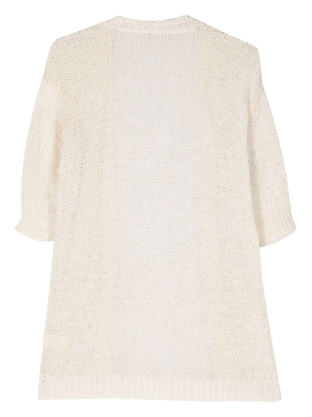 Shop Nuur Short-sleeve Open-knit Cardigan In White