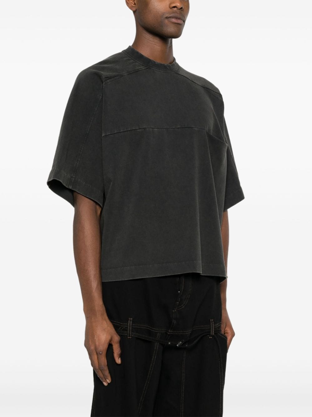 Shop Entire Studios Panelled Organic-cotton T-shirt In Black