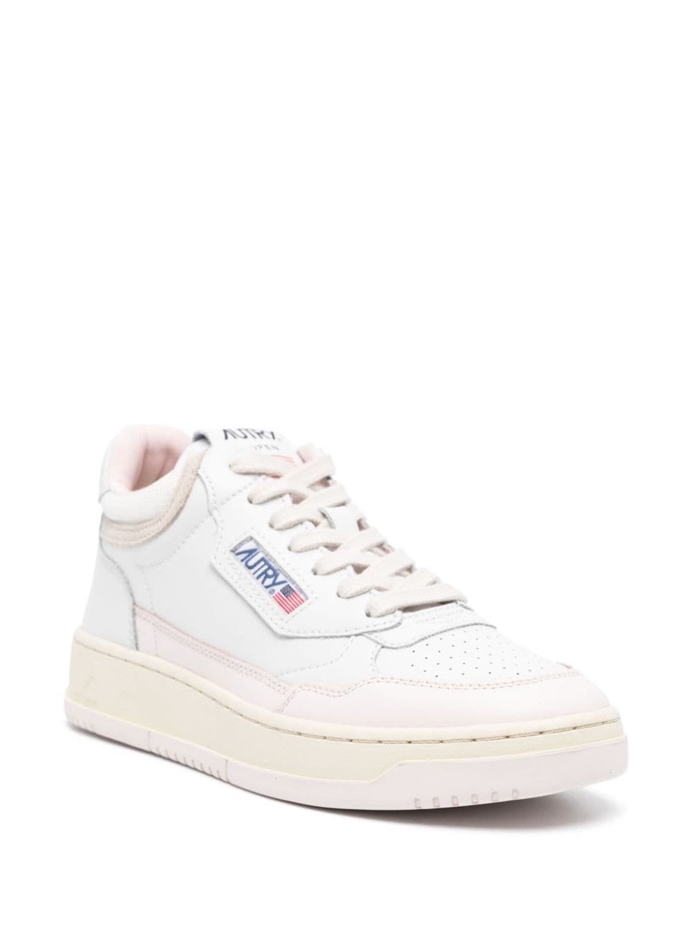 Shop Autry Open Mid Leather Sneakers In White